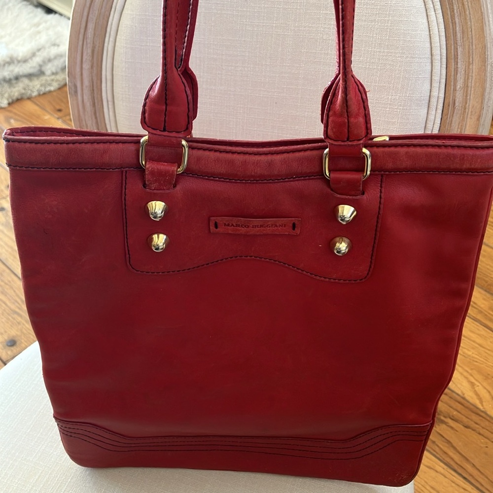 Marco Buggiani Red Rectangle Tote Vachetta Leather